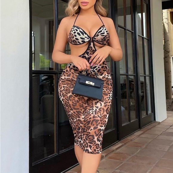 Fashion Nova Dresses & Skirts - Leopard mesh dress